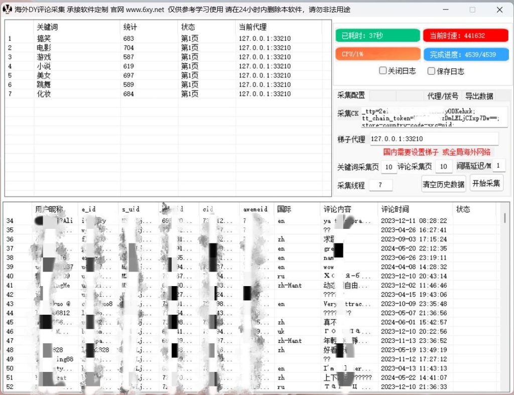 海外DY关键词采集视频评论软件-营销软件论坛-资源分享-6协议-村兔网