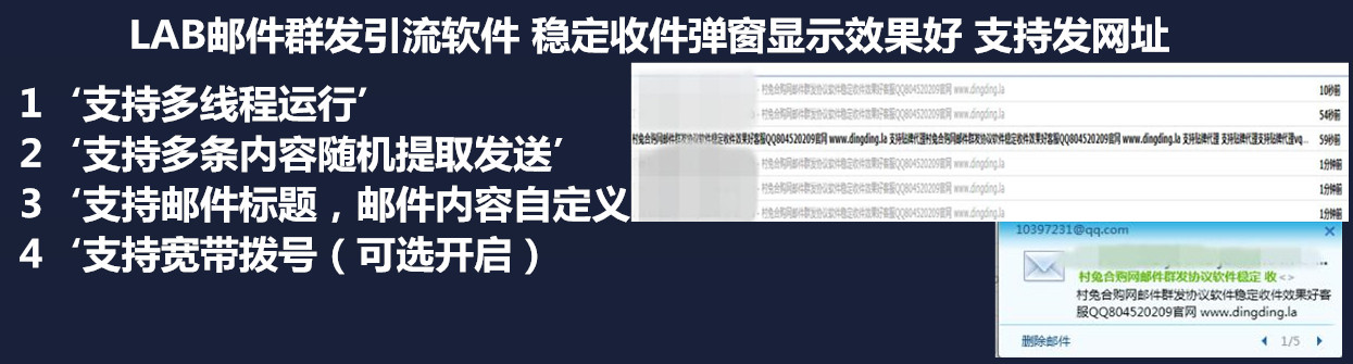 LAB邮件群发协议引流软件 稳定收件弹窗显示效果好 支持发网址链接广告 单机日发几万+-6协议-村兔网